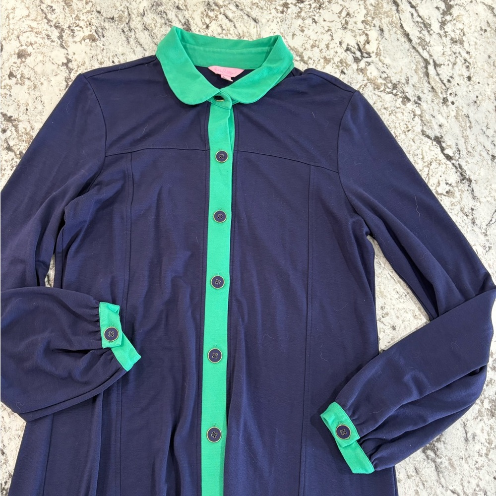 Lilly Pulitzer Navy and Green Midi Dress